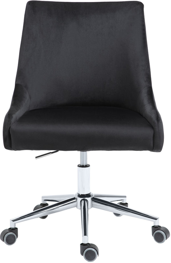 Karina Velvet / Engineered Wood / Metal / Foam Contemporary Black Velvet Office Chair - 23" W x 26" D x 36"-39" H