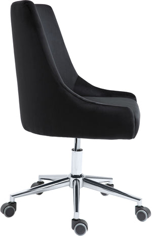 Karina Velvet / Engineered Wood / Metal / Foam Contemporary Black Velvet Office Chair - 23" W x 26" D x 36"-39" H