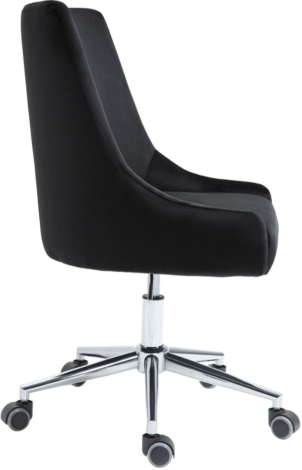 Karina Velvet / Engineered Wood / Metal / Foam Contemporary Black Velvet Office Chair - 23" W x 26" D x 36"-39" H