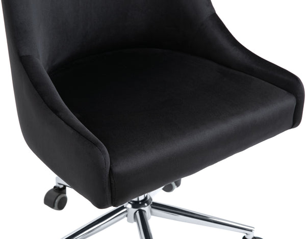 Karina Velvet / Engineered Wood / Metal / Foam Contemporary Black Velvet Office Chair - 23" W x 26" D x 36"-39" H