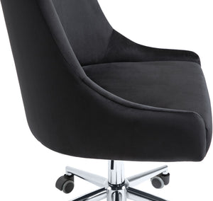 Karina Velvet / Engineered Wood / Metal / Foam Contemporary Black Velvet Office Chair - 23" W x 26" D x 36"-39" H