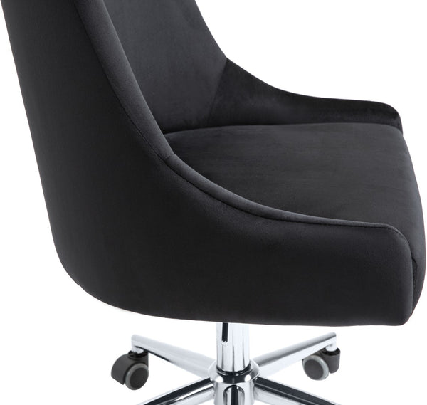 Karina Velvet / Engineered Wood / Metal / Foam Contemporary Black Velvet Office Chair - 23" W x 26" D x 36"-39" H