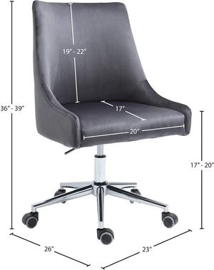 Karina Velvet / Engineered Wood / Metal / Foam Contemporary Grey Velvet Office Chair - 23" W x 26" D x 36"-39" H