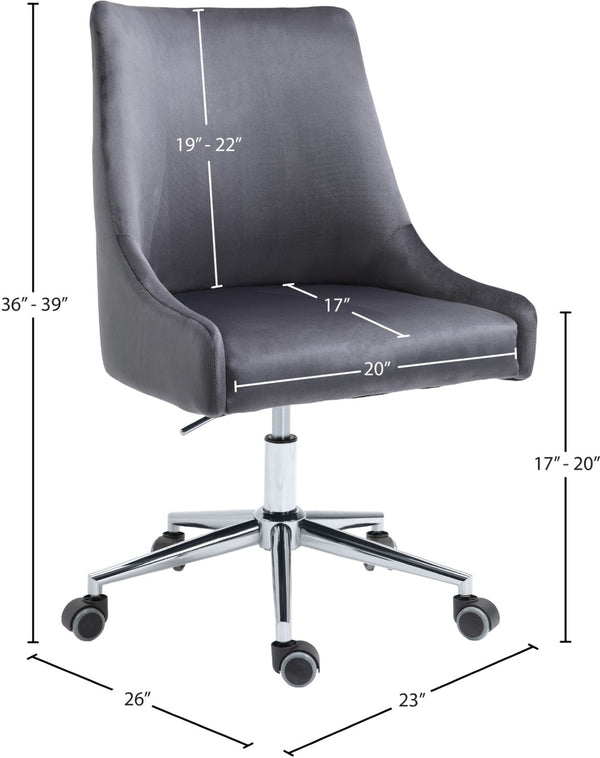 Karina Velvet / Engineered Wood / Metal / Foam Contemporary Grey Velvet Office Chair - 23" W x 26" D x 36"-39" H