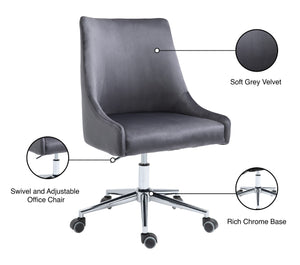 Karina Velvet / Engineered Wood / Metal / Foam Contemporary Grey Velvet Office Chair - 23" W x 26" D x 36"-39" H