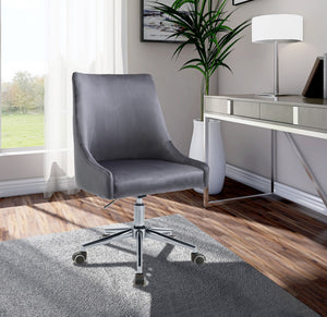 Karina Velvet / Engineered Wood / Metal / Foam Contemporary Grey Velvet Office Chair - 23" W x 26" D x 36"-39" H