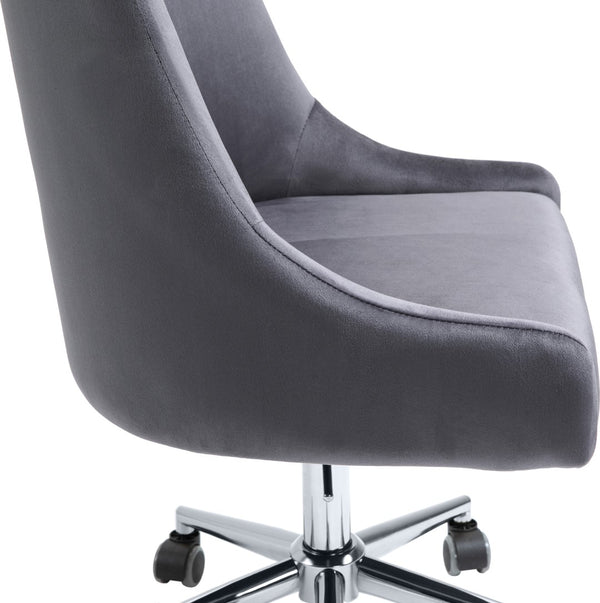 Karina Velvet / Engineered Wood / Metal / Foam Contemporary Grey Velvet Office Chair - 23" W x 26" D x 36"-39" H
