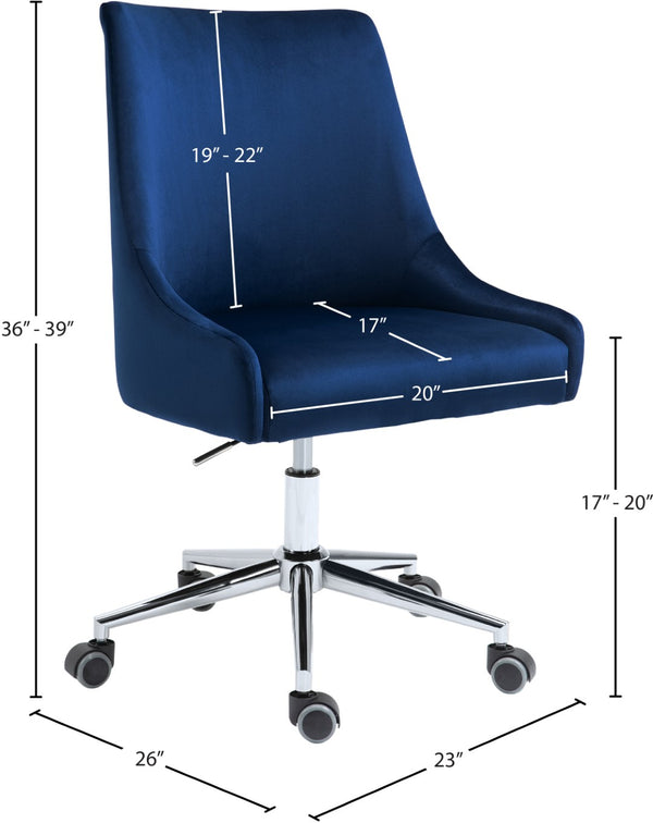Karina Velvet / Engineered Wood / Metal / Foam Contemporary Navy Velvet Office Chair - 23" W x 26" D x 36"-39" H