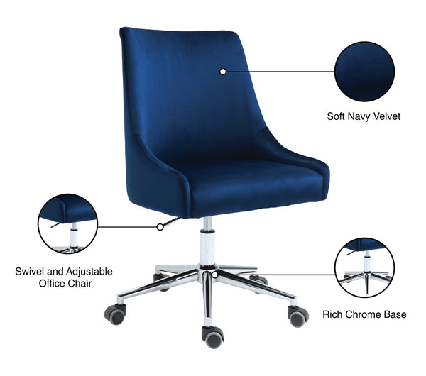Karina Velvet / Engineered Wood / Metal / Foam Contemporary Navy Velvet Office Chair - 23" W x 26" D x 36"-39" H