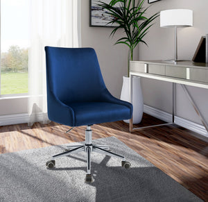 Karina Velvet / Engineered Wood / Metal / Foam Contemporary Navy Velvet Office Chair - 23" W x 26" D x 36"-39" H