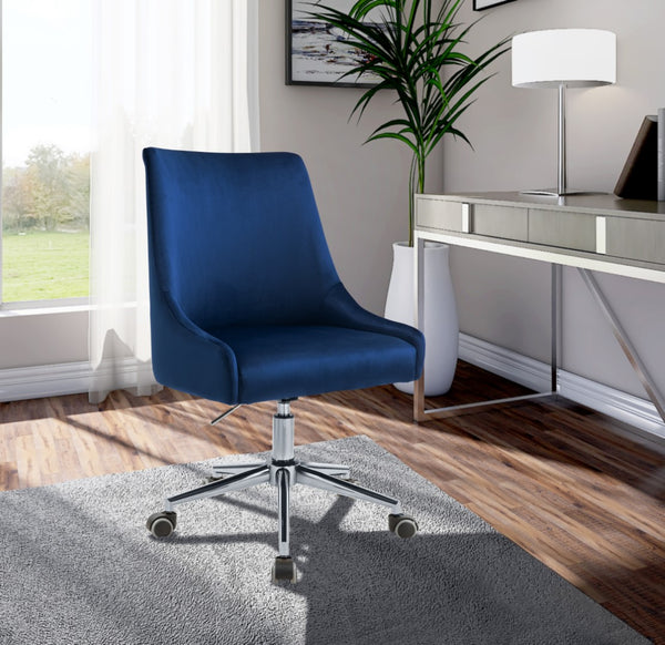Karina Velvet / Engineered Wood / Metal / Foam Contemporary Navy Velvet Office Chair - 23" W x 26" D x 36"-39" H