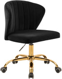 Finley Velvet / Engineered Wood / Foam Contemporary Black Velvet Office Chair - 21.5" W x 21" D x 29.95"-34.65" H