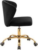 Finley Velvet / Engineered Wood / Foam Contemporary Black Velvet Office Chair - 21.5" W x 21" D x 29.95"-34.65" H