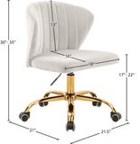Finley Velvet / Engineered Wood / Foam Contemporary Cream Velvet Office Chair - 21.5" W x 21" D x 29.95"-34.65" H