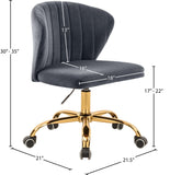 Finley Velvet / Engineered Wood / Foam Contemporary Grey Velvet Office Chair - 21.5" W x 21" D x 29.95"-34.65" H