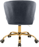 Finley Velvet / Engineered Wood / Foam Contemporary Grey Velvet Office Chair - 21.5" W x 21" D x 29.95"-34.65" H