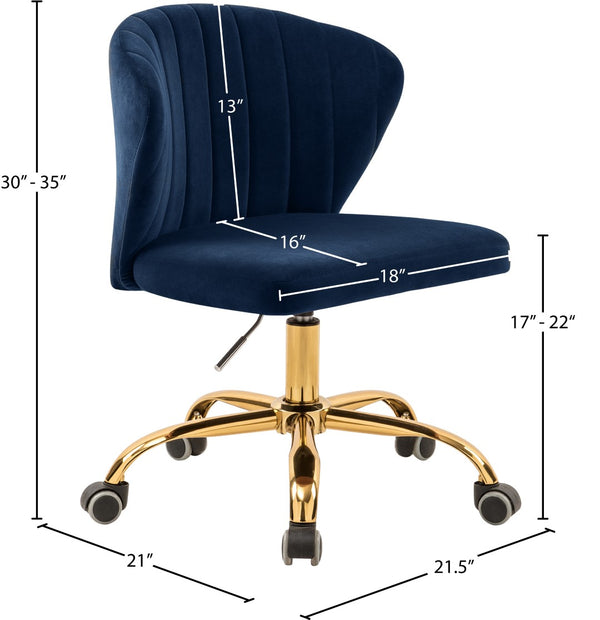 Finley Velvet / Engineered Wood / Foam Contemporary Navy Velvet Office Chair - 21.5" W x 21" D x 29.95"-34.65" H