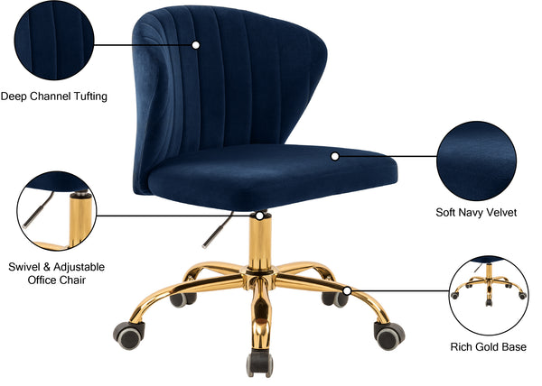 Finley Velvet / Engineered Wood / Foam Contemporary Navy Velvet Office Chair - 21.5" W x 21" D x 29.95"-34.65" H