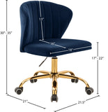 Finley Velvet / Engineered Wood / Foam Contemporary Navy Velvet Office Chair - 21.5" W x 21" D x 29.95"-34.65" H