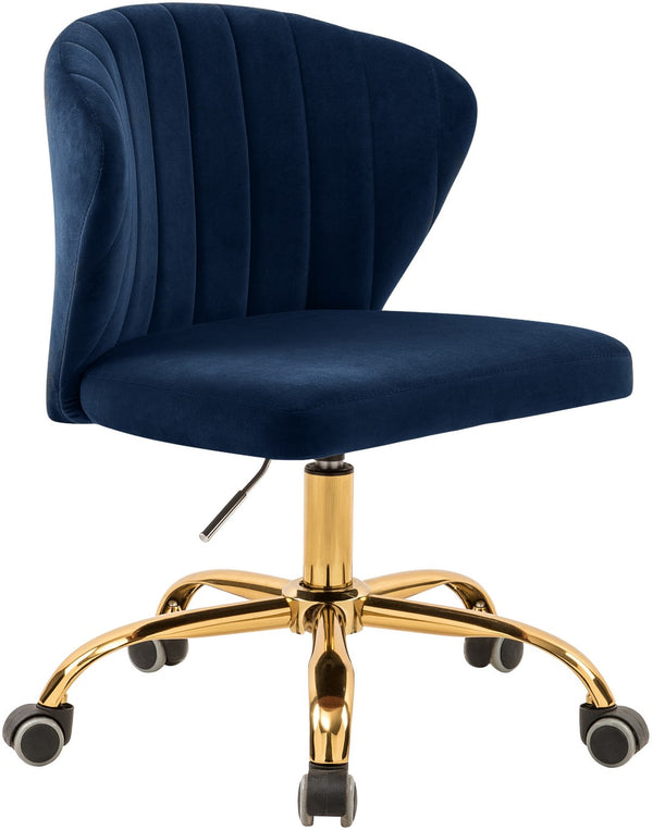 Finley Velvet / Engineered Wood / Foam Contemporary Navy Velvet Office Chair - 21.5" W x 21" D x 29.95"-34.65" H