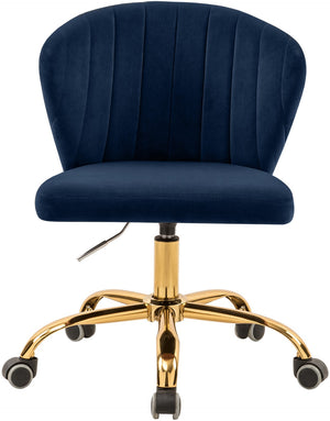 Finley Velvet / Engineered Wood / Foam Contemporary Navy Velvet Office Chair - 21.5" W x 21" D x 29.95"-34.65" H