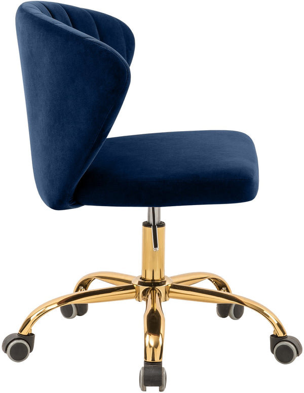 Finley Velvet / Engineered Wood / Foam Contemporary Navy Velvet Office Chair - 21.5" W x 21" D x 29.95"-34.65" H