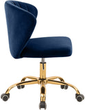 Finley Velvet / Engineered Wood / Foam Contemporary Navy Velvet Office Chair - 21.5" W x 21" D x 29.95"-34.65" H