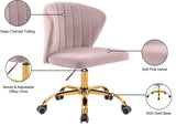 Finley Velvet / Engineered Wood / Foam Contemporary Pink Velvet Office Chair - 21.5" W x 21" D x 29.95"-34.65" H