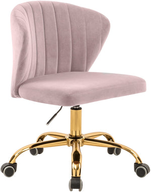 Finley Velvet / Engineered Wood / Foam Contemporary Pink Velvet Office Chair - 21.5" W x 21" D x 29.95"-34.65" H