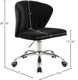 Finley Velvet / Engineered Wood / Metal / Foam Contemporary Black Velvet Office Chair - 21.5" W x 21" D x 29.95"-34.65" H