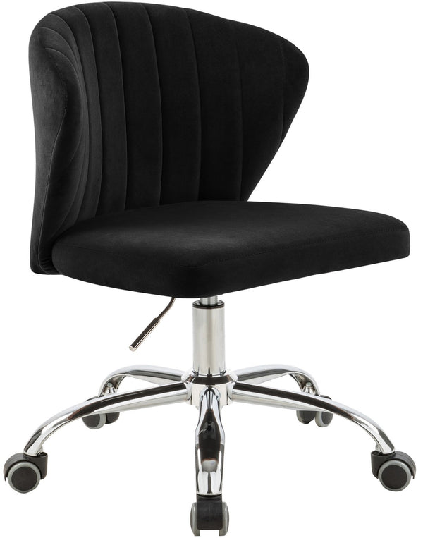 Finley Velvet / Engineered Wood / Metal / Foam Contemporary Black Velvet Office Chair - 21.5" W x 21" D x 29.95"-34.65" H