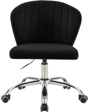 Finley Velvet / Engineered Wood / Metal / Foam Contemporary Black Velvet Office Chair - 21.5" W x 21" D x 29.95"-34.65" H