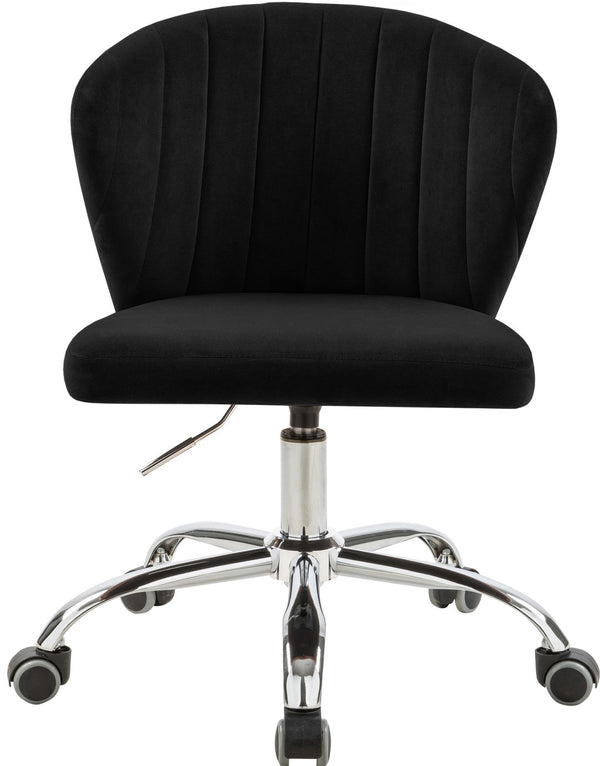 Finley Velvet / Engineered Wood / Metal / Foam Contemporary Black Velvet Office Chair - 21.5" W x 21" D x 29.95"-34.65" H