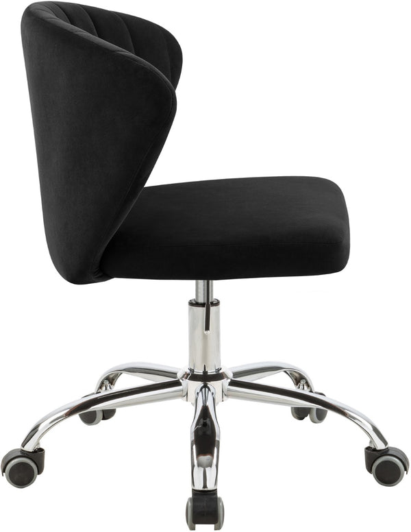 Finley Velvet / Engineered Wood / Metal / Foam Contemporary Black Velvet Office Chair - 21.5" W x 21" D x 29.95"-34.65" H