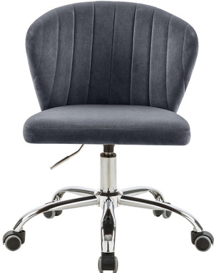 Finley Velvet / Engineered Wood / Metal / Foam Contemporary Grey Velvet Office Chair - 21.5" W x 21" D x 29.95"-34.65" H
