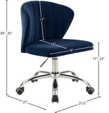 Finley Velvet / Engineered Wood / Metal / Foam Contemporary Navy Velvet Office Chair - 21.5" W x 21" D x 29.95"-34.65" H