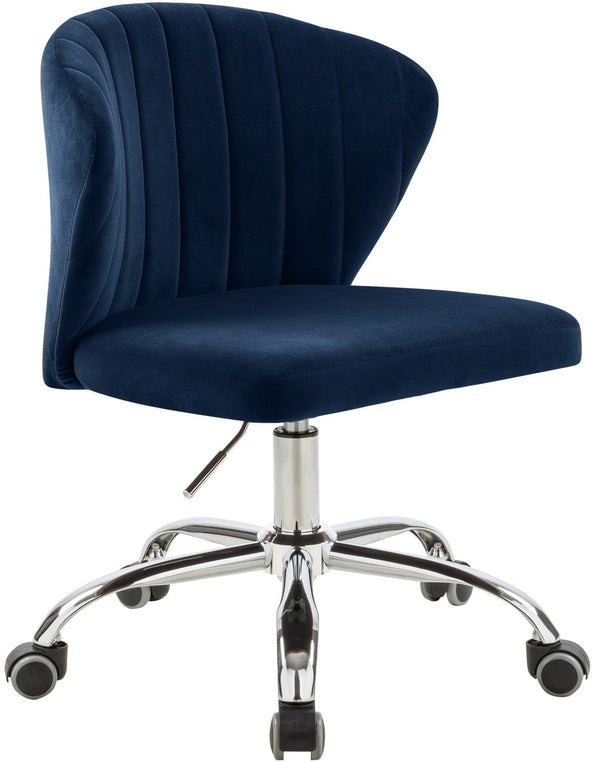 Finley Velvet / Engineered Wood / Metal / Foam Contemporary Navy Velvet Office Chair - 21.5" W x 21" D x 29.95"-34.65" H