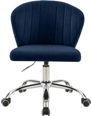 Finley Velvet / Engineered Wood / Metal / Foam Contemporary Navy Velvet Office Chair - 21.5" W x 21" D x 29.95"-34.65" H