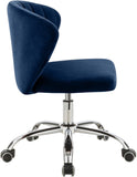 Finley Velvet / Engineered Wood / Metal / Foam Contemporary Navy Velvet Office Chair - 21.5" W x 21" D x 29.95"-34.65" H