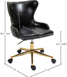 Hendrix Faux Leather / Metal / Engineered Wood / Foam Contemporary Black Faux Leather Office Chair - 21.5" W x 24" D x 30.3"-32.6" H