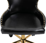 Hendrix Faux Leather / Metal / Engineered Wood / Foam Contemporary Black Faux Leather Office Chair - 21.5" W x 24" D x 30.3"-32.6" H