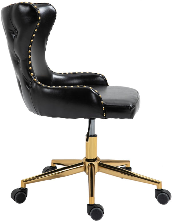 Hendrix Faux Leather / Metal / Engineered Wood / Foam Contemporary Black Faux Leather Office Chair - 21.5" W x 24" D x 30.3"-32.6" H