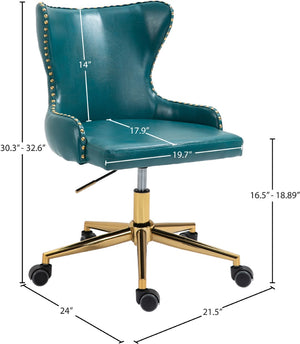 Hendrix Faux Leather / Metal / Engineered Wood / Foam Contemporary Blue Faux Leather Office Chair - 21.5" W x 24" D x 30.3"-32.6" H