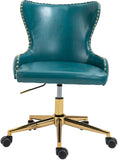 Hendrix Faux Leather / Metal / Engineered Wood / Foam Contemporary Blue Faux Leather Office Chair - 21.5" W x 24" D x 30.3"-32.6" H