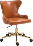 Hendrix Faux Leather / Metal / Engineered Wood / Foam Contemporary Cognac Faux Leather Office Chair - 21.5" W x 24" D x 30.3"-32.6" H