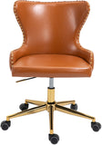 Hendrix Faux Leather / Metal / Engineered Wood / Foam Contemporary Cognac Faux Leather Office Chair - 21.5" W x 24" D x 30.3"-32.6" H