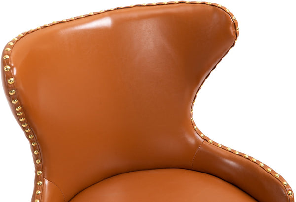 Hendrix Faux Leather / Metal / Engineered Wood / Foam Contemporary Cognac Faux Leather Office Chair - 21.5" W x 24" D x 30.3"-32.6" H