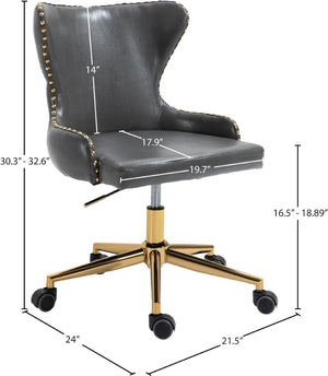 Hendrix Faux Leather / Metal / Engineered Wood / Foam Contemporary Grey Faux Leather Office Chair - 21.5" W x 24" D x 30.3"-32.6" H