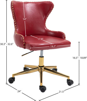 Hendrix Faux Leather / Metal / Engineered Wood / Foam Contemporary Red Faux Leather Office Chair - 21.5" W x 24" D x 30.3"-32.6" H