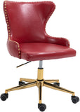 Hendrix Faux Leather / Metal / Engineered Wood / Foam Contemporary Red Faux Leather Office Chair - 21.5" W x 24" D x 30.3"-32.6" H